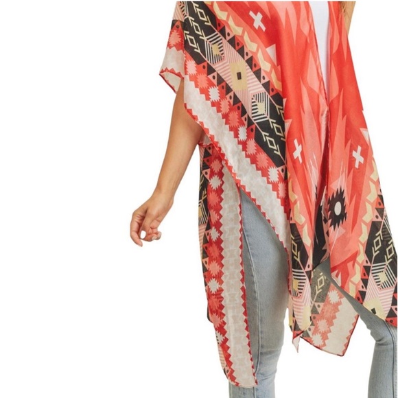 New Coral Bohemian Tribal
Print Kimono - Picture 2 of 5